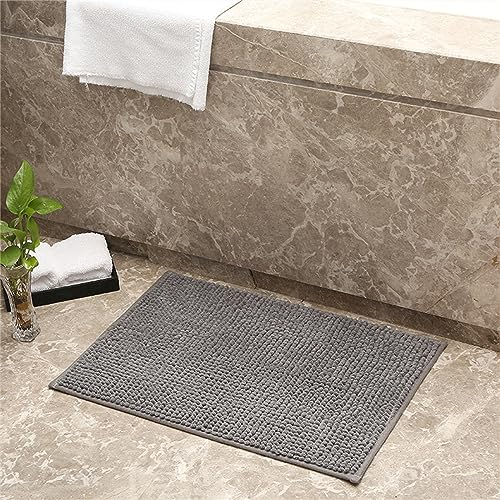 Mateju Chenille Badezimmerteppich, Weich Badteppich rutschfest Badematte Badvorleger Saugfähige Maschinenwaschbare für Badewanne Dusche Toilette (60 * 90CM,Grau)