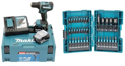 Perceuse visseuse 18V LXT (2x5,0 Ah) en MAKPAC - MAKITA DDF485RTJ & Coffret d'embouts de visage à percussion Makita IMPACT BLACK- 35 pièces - B-66880