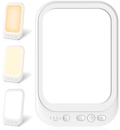 GOMETY Tageslichtlampe 10000 Lux, Lichttherapielampe Tageslicht mit 4 Timern 3 Farbtemperaturen LED Sonnenlicht Daylight Lampe Faltbarer Ständer lichttherapie