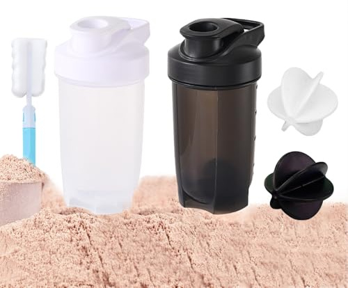 Shaker Proteinas,2PCS Mezclador de Proteinas,400ML Botella Agitadora de Proteínas,Botella Mezcladora de Batidos de Proteínas,Taza para Batidos de Proteínas para Fitness,Batidor de proteínas