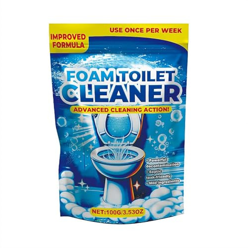 Limpiador de inodoro, limpiador automático de inodoros 2025, polvo autoactivable para baño, limpieza de inodoros, potente espuma profunda y desodorizante (1 unidad)