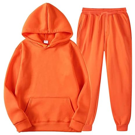 Genérico 2025 niño niña chándal conjunto de 2 piezas ropa de correr, sudadera y pantalones de deporte, traje de joggers otoño Sportwear puro liso suave suelto para niños, naranja, 6-7 años