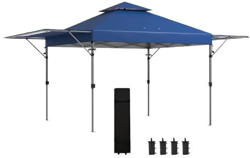 Pabellon de Jardin Pop-up Carpa Plegable Azul de 3 x m con Altura Ajustable y Accesorios, Impermeable, for Exteriores, Ideal for Camping Eventos