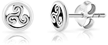 DTPsilver® KLEINE Ohrringe 925 Sterling Silber - Runder Keltische Triskele Ohrstecker - Durchmesser 6 mm