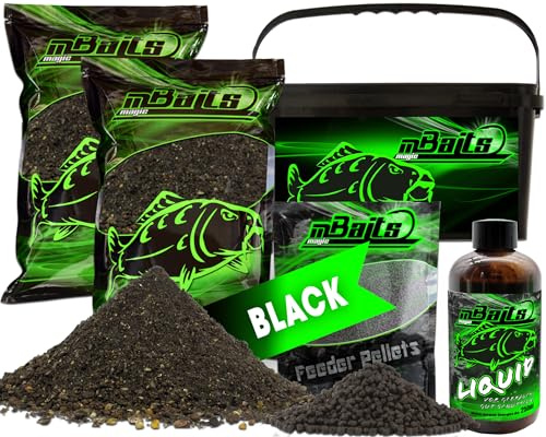 Angel-Berger Magic Baits Futterset mit Eimer Angelfutter Groundbait Liquid Pellets (Black)