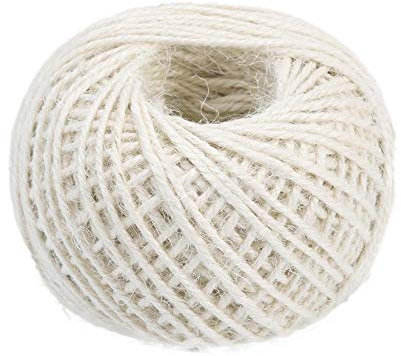 50M Spago Juta Colorato Filo di Juta Naturale per Regalo Imballaggio, Artigianato Fai da Te, Giardinaggio, Decorazione (Bianco)