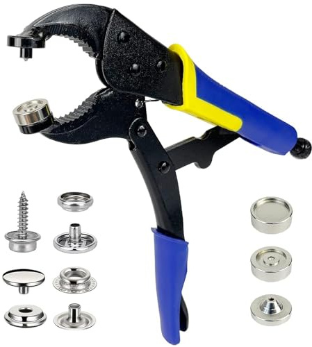 Outil De Pression, Boutons Pressions Metalliques Avec 3 Matrices Et 40 Jeux De Boutons-Pression En MéTal Boutons Pression Avec Pince MagnéTique Pour Diy Canvas Leather Boat Cover Replacement (Bleu)