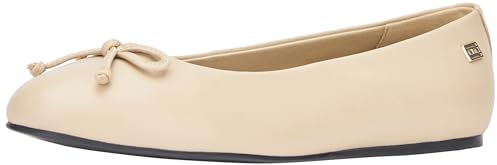 Tommy Hilfiger Damen Ballerinas Essential Leather Ballerina Elegant, Beige (White Clay), 36 EU