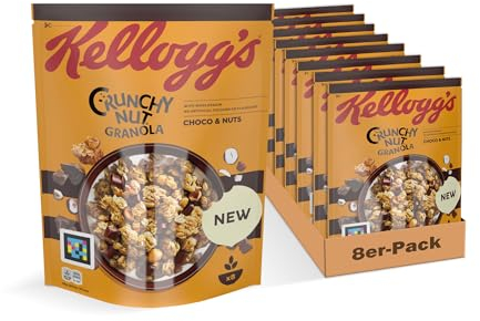 Kellogg's Crunchy Nut Granola Choco & Nuts (8 x 380 g) – Knusper Müsli mit Schokolade und Nüssen – Schoko-Nuss Granola mit Vollkorn ohne künstliche Farb- und Aromastoffe