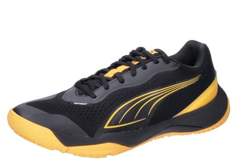 PUMA Unisex Adults SOLARSTRIKE III Indoor Court Shoe, PUMA Black-Sun Stream-PUMA White, 40.5 EU