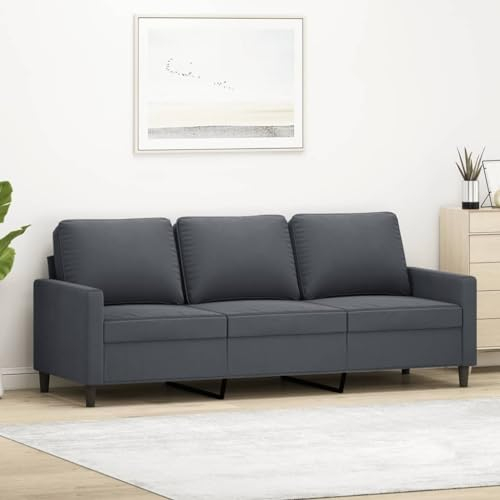 Willood 3-Sitzer-Sofa Sessel Sofa Relaxsessel mit gepolstertem Sitz Armlehnen, Fernsehsessel Loungesessel mit Metallgestell, Polstersessel Ruhesessel, Dunkelgrau 180 cm Samt