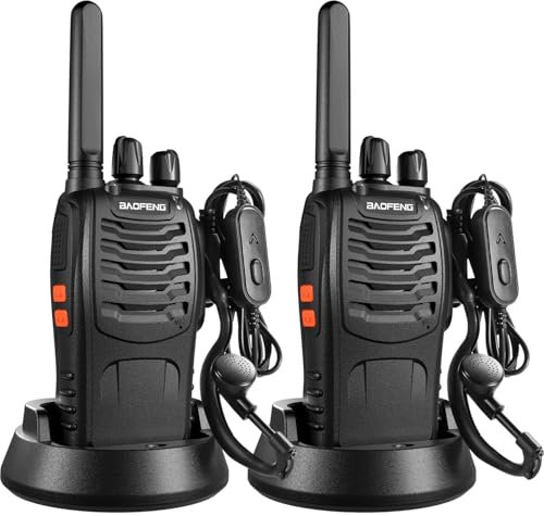 Baofeng Walkie Talkies PMR446 Radio Ricetrasmettitore BF-88X Kit Walkie Talkie professionali Portatile Ricaricabile,Auricolari Batteria e caricatore inclusi(2 Pezzi)