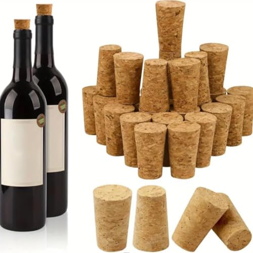 20 Pcs Wine Corks, Wine Bottle Corks, Natural Soft Wood Tapered Stopper, Leakproof for Wine Bottles, Liquor Bottles Cork
