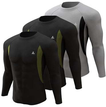 CL convallaria Sous-vêtements thermiques pour homme - Haut thermique - Intérieur en polaire - Sous-vêtements fonctionnels - T-shirt thermique à manches longues pour l'hiver, Multicolore, 3 pièces