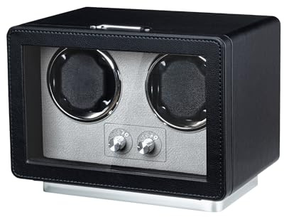 Mcbazel Double Watch Winder for 2 Automatic Watches, Dual Watch Winder Box with LED Light, Super Quiet Motor, Gift for Man/Woman, Black