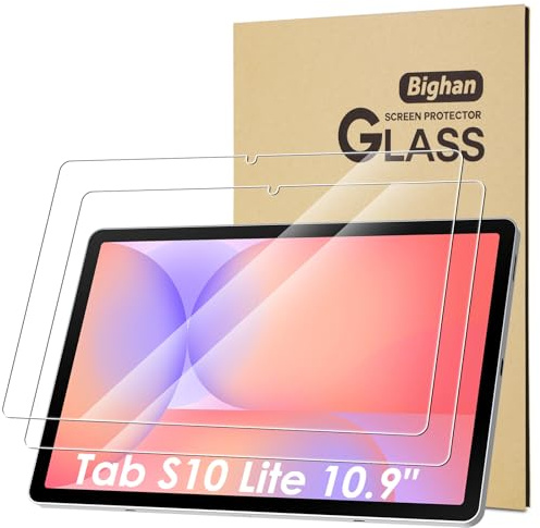 Bighan Protector de Pantalla Compatible para Samsung Galaxy Tab S10 Lite 10.9, 2 Pack Cristal Templado, dureza 9H, antiarañazos, sin burbujas