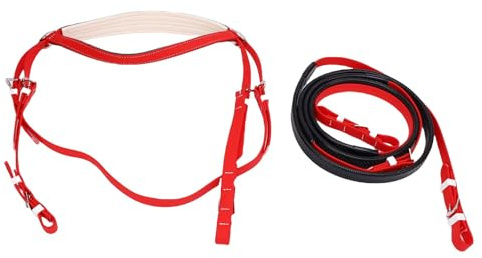 TYCIONG Hästgrimma, PVC PU-läder nylon hästträns med tyglar, för ridaktiviteter träning ridlektioner