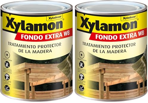 Xylamon Fondo Extra WB, Protector de Madera Interior y Exterior, Base Agua (Incoloro, 750 ml) (Paquete de 2)