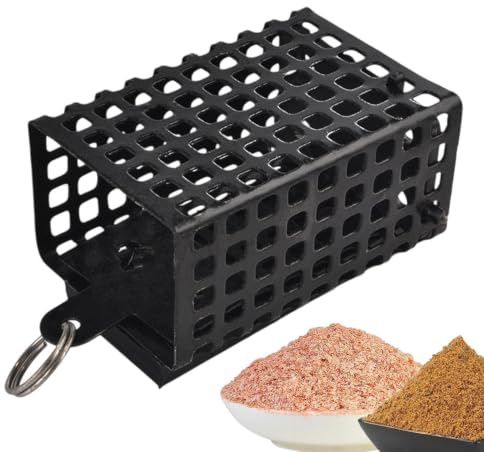 Fyrkantig fiskebait järnbur, kvadratisk fiskeri Tackle Feeder Cage | Bärbar bete, fiskeråda och bo, förrätt korg för sötvatten och saltvatten