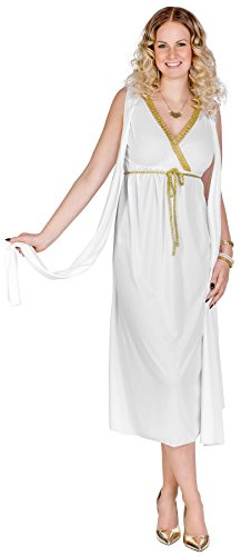 dressforfun tectake Frauenkostüm griechische Schönheit Penelope | Langes, wunderschönes Kleid | Angenähte Schärpen an den Oberarmen | Goldener Bindegürtel (M | Nr. 300327)