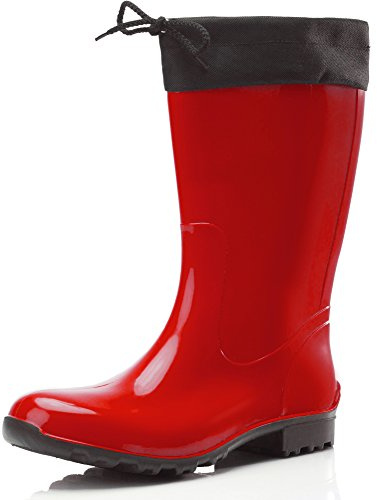Ladeheid Gummistiefel Damen mit Stulpe Wasserdicht Regenstiefel für Jede Jahreszeit LA-968(Rot/Schwarz, 38 EU)