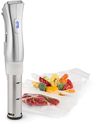 Klarstein Quickstick Sous Vide - Roner, Roner cocina baja temperatura con bomba circulación en 3D, Sous vide con temperaturas 50 a 95 °C, Potencia 1300 W, Pantalla Táctil, Hasta 20 Litros, Plateado