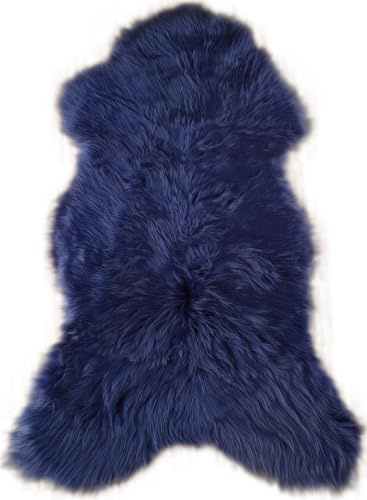 Schwedisches Lammfell Blau Gefärbt Langwollig 120 x 60 cm XL Schaffell