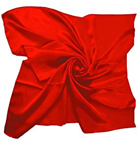 Shoes Lane New Satin Silk Shiny Plain Solid Colours Large Square Plain Head Neck Scarf Wrap 90 X 90 cm (Red)