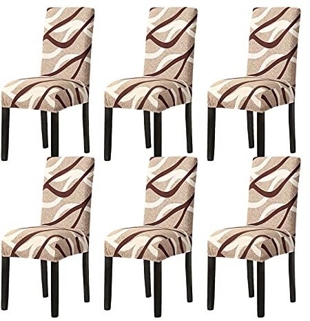 Aisprts Dining Room Chair Covers Slipcovers Set of 6, Stretch Removable Washable Dining Chair Protector Decoration Cover Seat Slipcover for Home, Kitchen, Restaurant, Hotel