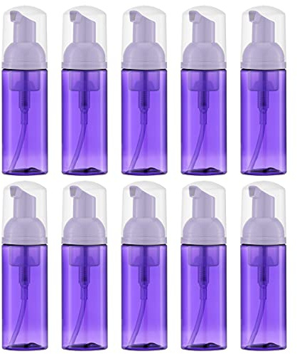 Livfa 10PCS Soap Foam Bottle (2 oz), Empty Travel Foaming Lash Shampoo for Cleanser, Dispenser (Purple)