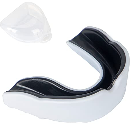 Eahmar Zahnschutz/Sport Mundschutz,Mundschutz Anpassbar mit Aufbewahrungsbox für Kampfsport Boxen MMA Hockey, Football,Rugby Kickboxen (Schwarz-weiß)
