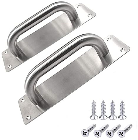 WANLIAN Pull Push Door Plate Handle Stainless Steel Heavy Duty Barn Door Pull for Shed Commercial Fire Door with Mounting Screws,Cupboard Toilet Cabinet Garage Door Handles,2Pcs,200x65mm