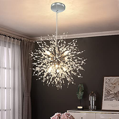 Depuley Lampadario Moderno Cristallo, Fuochi d'artificio Lampadario Lampade A Sosputo, 8-Luci Sputnik Lampada a Sospensione per Soggiorno, Camera Da Letto, Sala da pranzo, Cucina, Scala, G9 Lampade