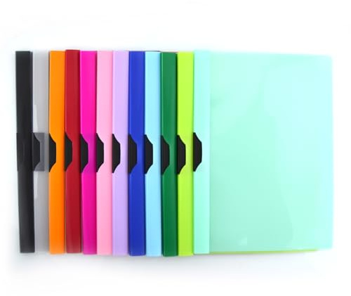 12 pz. Cartellina Dossier Clip-it con pinza in plastica - REF.60111 - Pinza che tiene fino a 30 fogli - Formato A4 - Colorline (Assortimento 12 pezzi)
