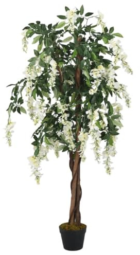 vidaXL Konstväxt blåregn 1260 blad 180 cm grön och vit, konstgjorda blommor, blommig inredning, falsk växt, konstgjorda träd, konstgjorda träd