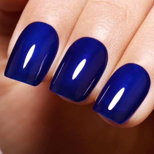 Imtiti Jelly Dark Blue Gel Nail Polish, Sheer Deep Navy Blue UV/LED Soak Off Gel Polish for Nail Art Starter Manicure Salon DIY at Home, 1Pcs 0.5 Fl Oz