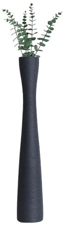 42cm Black Tall Floor Standing Thin Minimalist Style Decor Ceramic Vase for Living Room, Bedroom, Office, Table, Wedding, Centerpiece