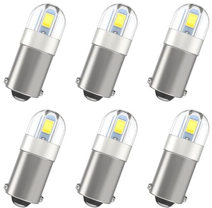 Xnourney 6pcs Ba9s LED Ampoule，T11 1891 53 57 T4W, 6000K Blanc 47830 64111 3893 LED Voiture Intérieur Ampoule Dôme Carte Plaque D'immatriculation Boîte à Gants Lumière