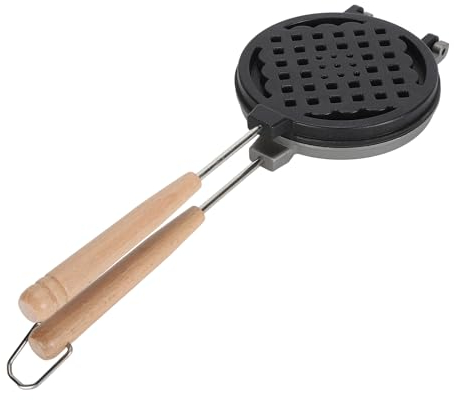 Stove Top Waffle Iron,Round Waffle Maker Dual Head Nonstick Panini Press,Mini Grill,and Toaster Portable Camping Breakfast Maker for Stovetop