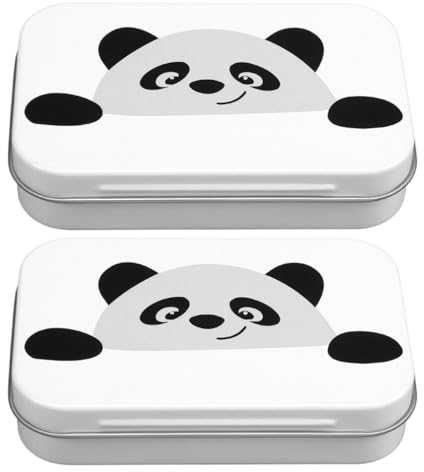 HOLIDYOYO Boîte De Rangement En Métal Étain 2 Pièces Motif Panda Boîte De Rangement En Fer Mallette De Rangement De Biscuits Biscuits Bonbons Boîtes De Friandises Conteneur