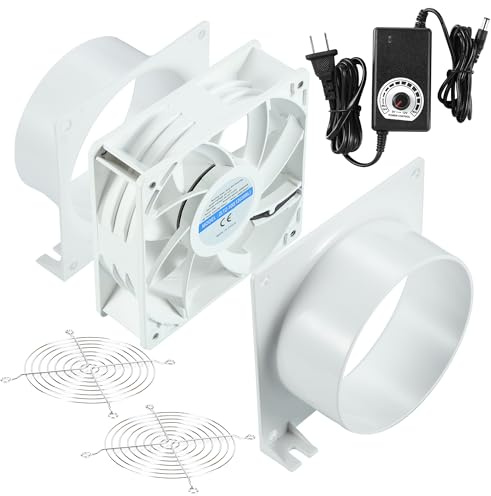 4 Axial Exhaust Fan, 3000RPM 12038 DC12V Dual Ball Bearings Air Exhaust Fume Smoke Extractor Fan Kit for DIY Soldering, 3D Laser, Paint Booth - White