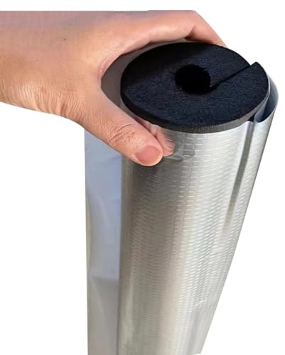 Tuyau D'isolation Aluminium, Isolant de Tuyau Mousse autocollante, Manchon Tube D'isolation pour l'extérieur, tuyaux de Chauffage/Climatisation(ID 76mm)