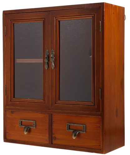 Armadietto da parete in legno rustico per bagno e cucina, armadio sospeso con ripiano sospeso per dispensa e vetrine