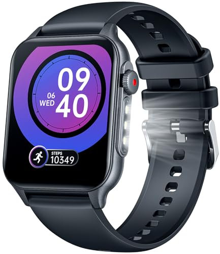 Montre Connectée Homme Militaire Watch: 2.0 Smartwatch avec Appels Bluetooth 100 Modes de Sport Montre Fitness homme avec 3 Lampe de Poche LED IP67 étanche Smart Watch pour Android Phone et iphone