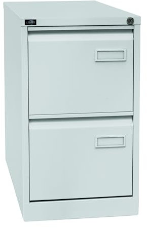 BISLEY Light Hängeregistraturschrank mit Schloss aus Metall in lichtgrau, 2 Schubladen, einbahnig - Hängeregisterschrank abschließbar, Hängeregistratur für Hängemappen & Hängeordner