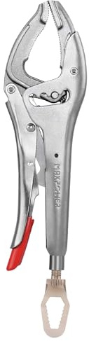 MAXPOWER Pince Étau 250 mm – Mâchoires Courbes 50-100 mm – Acier Cr-V Robuste – Force de Serrage Réglable – Pince de Verrouillage pour Atelier, Garage et Bricolage