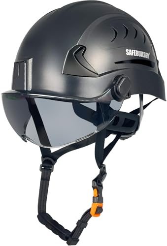 SAFEBUILDER G2 Safety Helmet Type 2 Hard Hats with Visor Lightweight Adjustable Size for Industrial Construction Rescue Work at Height OSHA (Type 2 Class C(Vented), G2C-Black with Tinted Visor)
