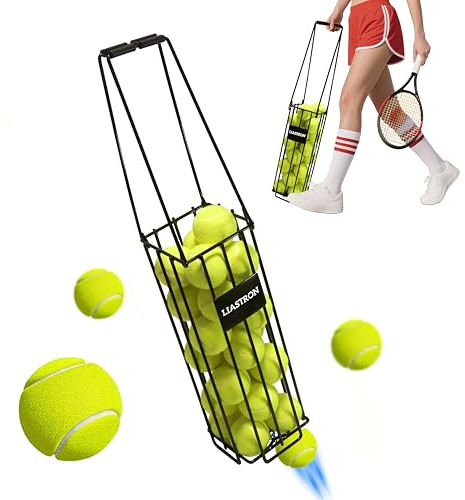 LIASTRON Tennis Ball Hopper Basket Pickleball Picker Upper Pickleball Ball Basket Pickup Hopper Retriever Collector for Balls for Easy Picking Metal Durable Portable Large Capacity Coaches Training
