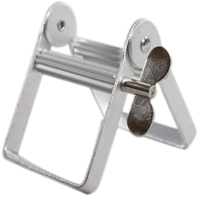 BYYLECL Exprimidor de tubos de pasta de dientes de metal, dispensador de rodillo de tubo de pintura de aluminio de 8 cm, soporte de asiento de pasta de dientes