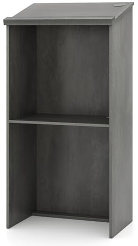 GIANTEX Podium, värdinneställ för talare med förvaringsutrymme och kabelhål, redarpult, kanzel för kyrka, ståbord av trä för klassrum, kontor, restaurang, seminarium, 58 x 40 x 117 cm (grå)